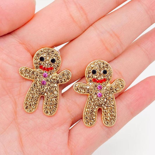 Rhinestone Gingerbread Man Post Earrings