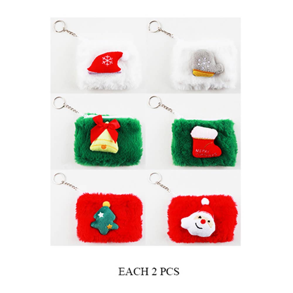 Christmas Themed Fur Coin Purses