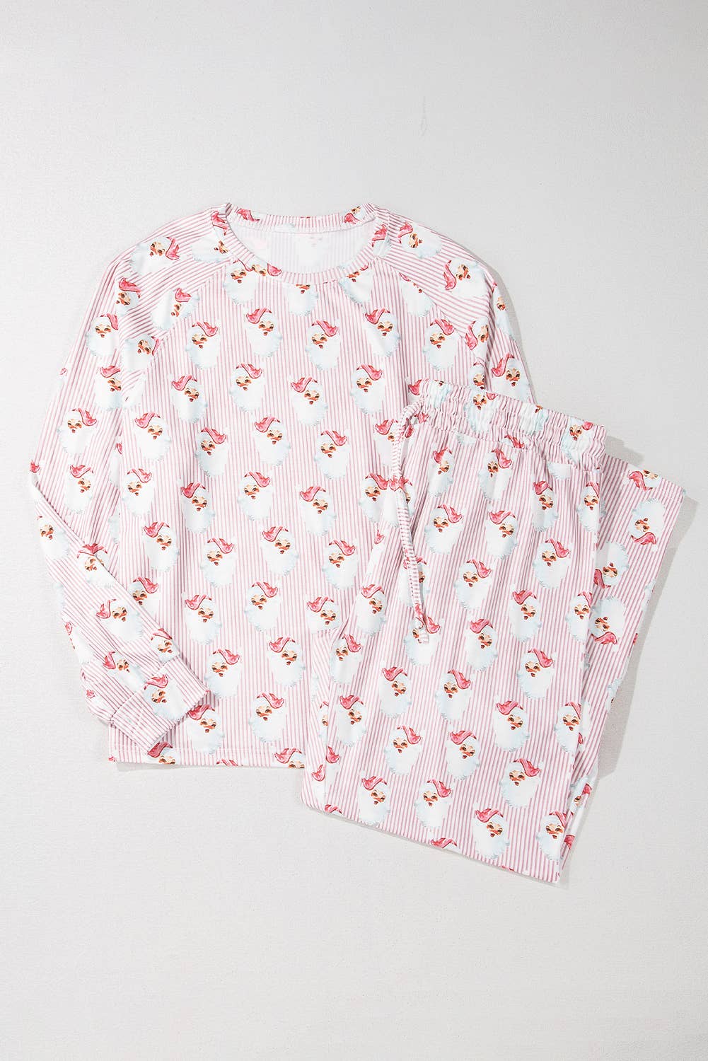 Santa Baby Striped Print Loose Fit Two Piece Lounge Set