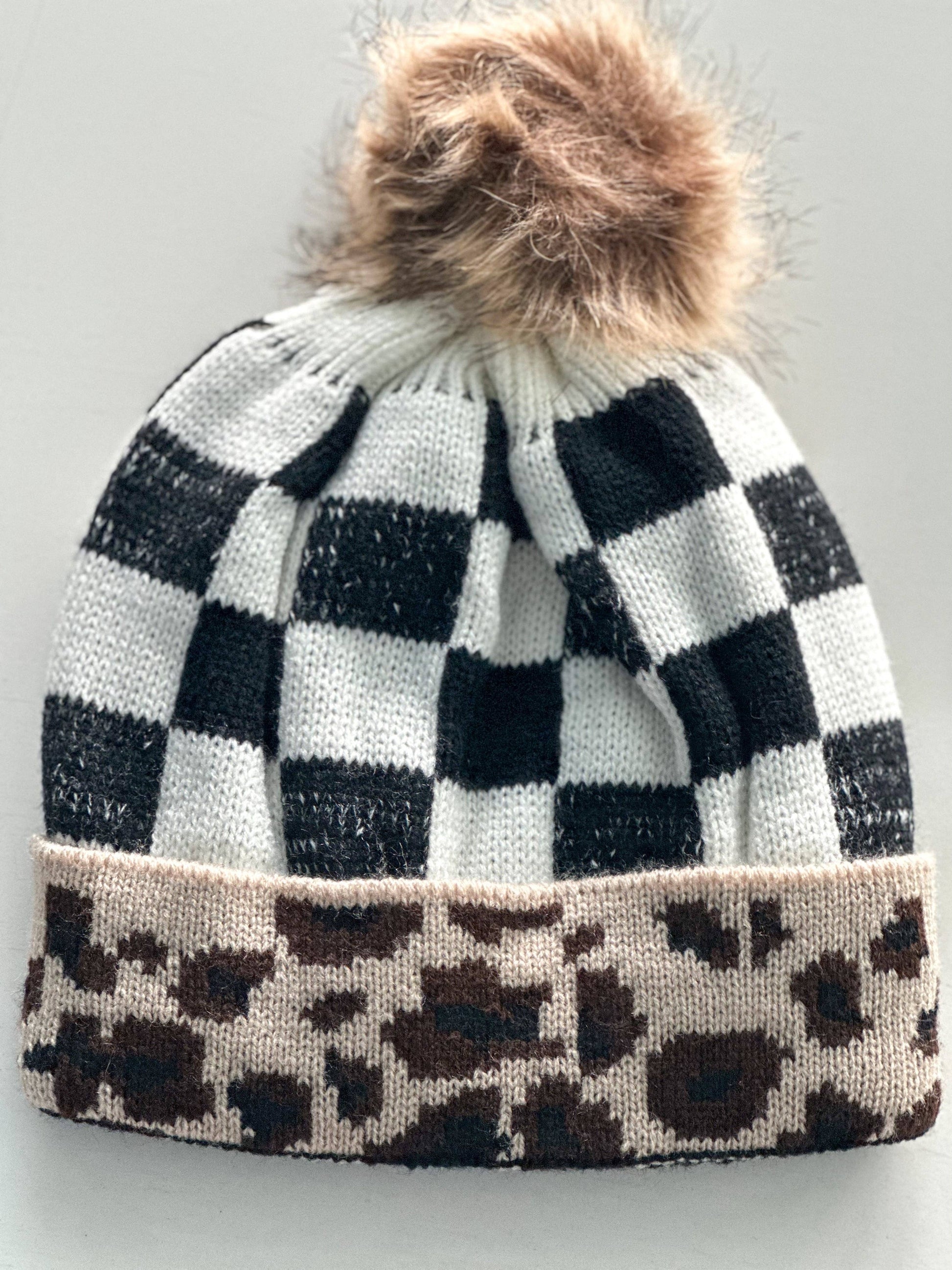 "Wildly Checkered" Pom Beanie