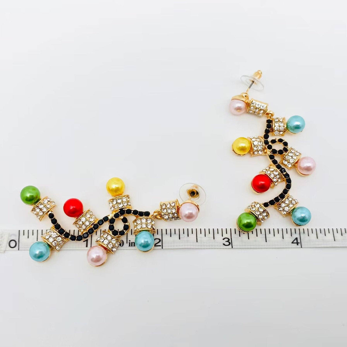 Rhinestone Colored Light Design Earrings