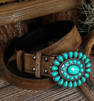 Western Turquoise Decor Retro Wide Belt