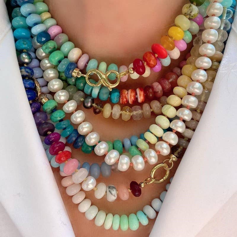 Rain - Natural Stone Semi-Precious Glass Mixed Necklace