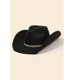 Kaci-Rhinestone Studded Strap Cowboy Hat