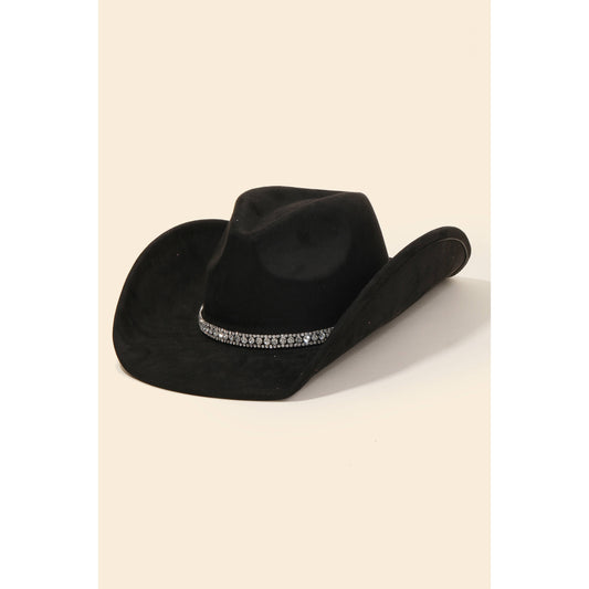 Kaci-Rhinestone Studded Strap Cowboy Hat