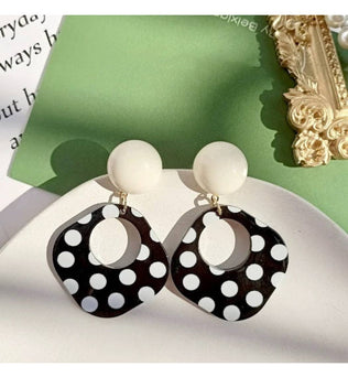 Tina - Polka Dot Statement Drop Earrings