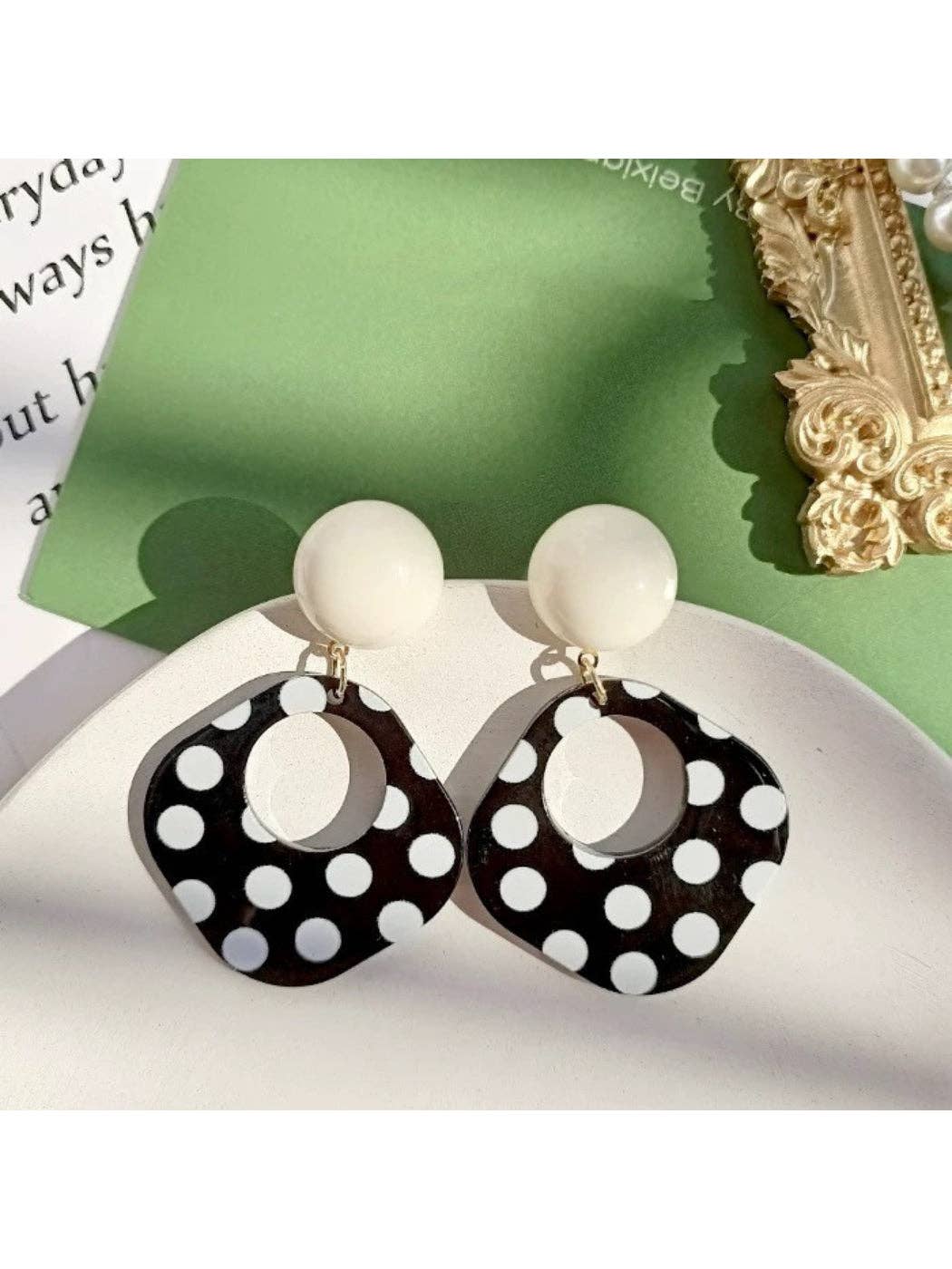 Tina - Polka Dot Statement Drop Earrings