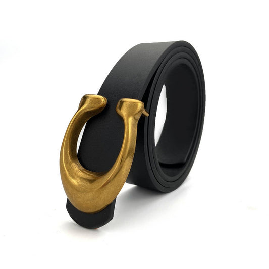 WOMEN RETRO U-BUCKLE BELT_Black