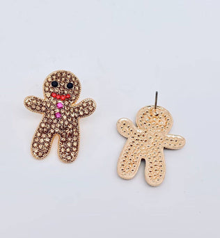 Rhinestone Gingerbread Man Post Earrings