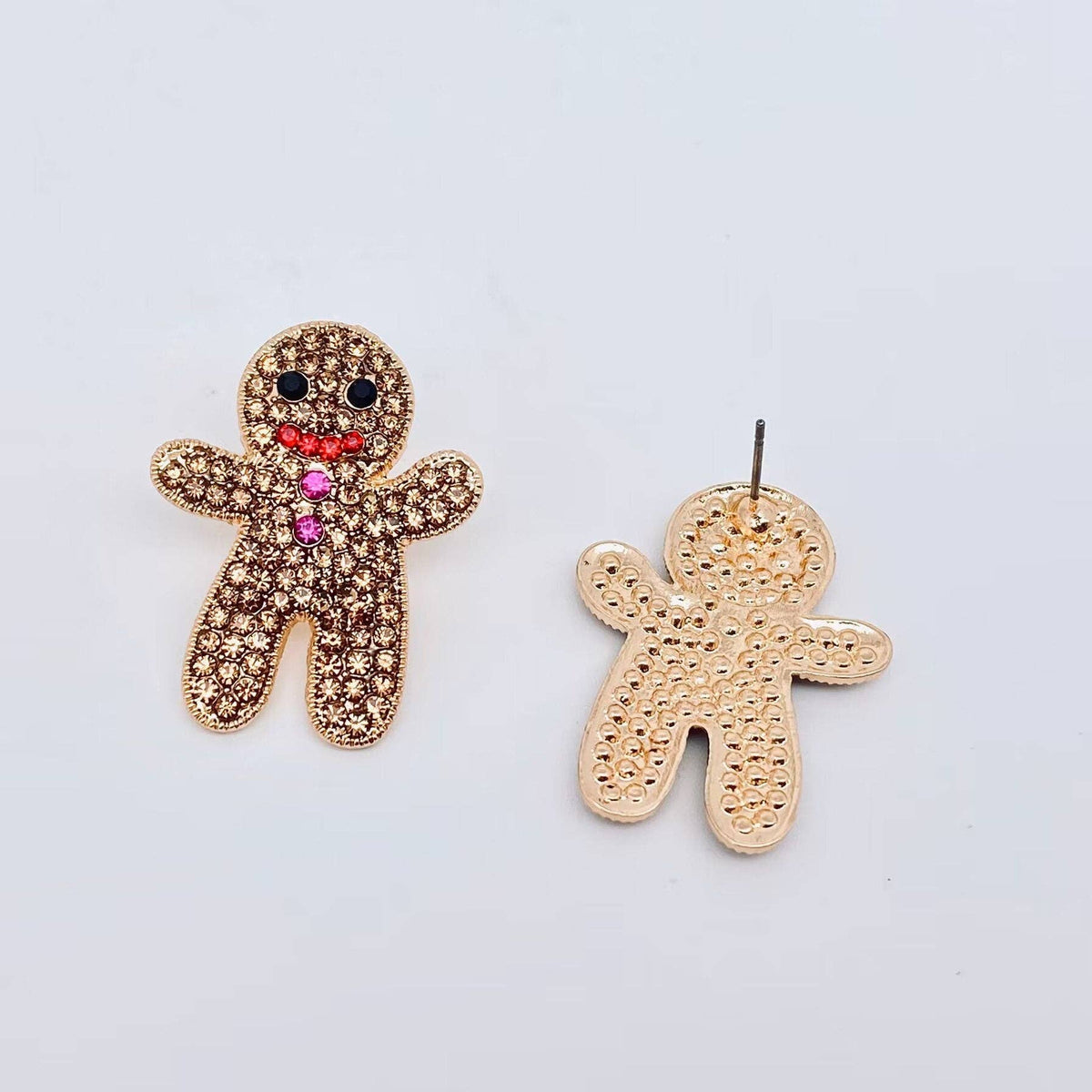 Rhinestone Gingerbread Man Post Earrings