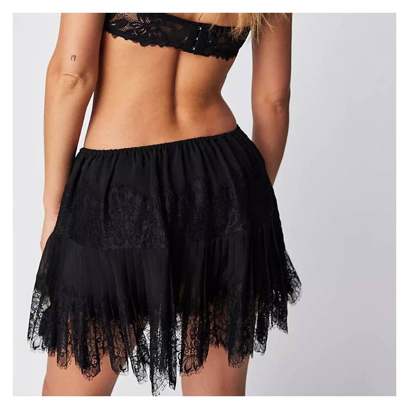Nelly - High Waist Lace Mini Skirt With Irregular Hem