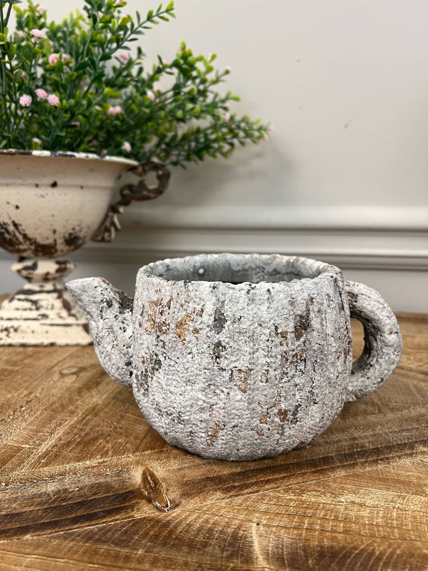 Cement Rustic Teapot Planter-Large