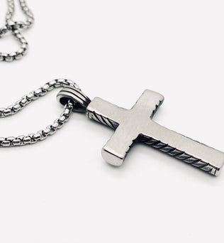 Holy-Men's Stainless Steel Cross Pendant Necklace