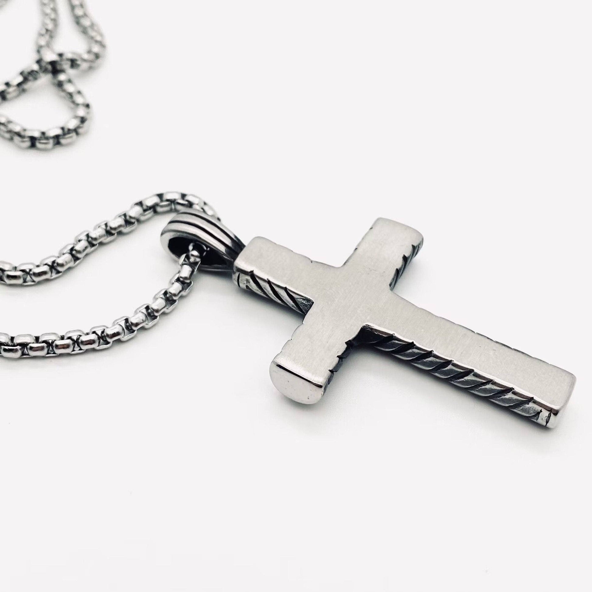 Holy-Men's Stainless Steel Cross Pendant Necklace