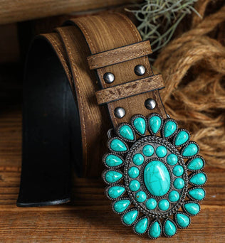 Western Turquoise Decor Retro Wide Belt