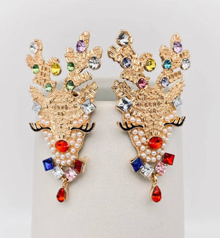 Rhinestone Deer Post Earrings