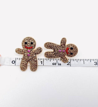 Rhinestone Gingerbread Man Post Earrings