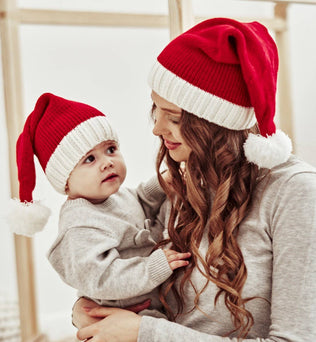 Mommy and Me-Christmas Single Ball Knit Hat Set