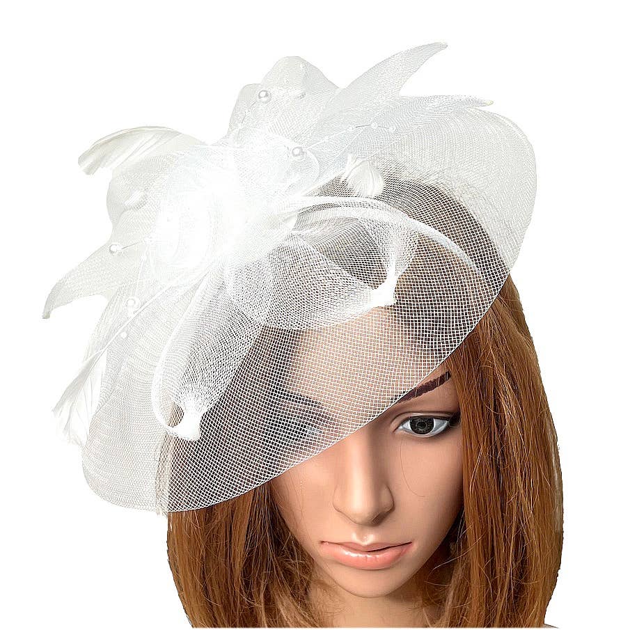 White Flower Mesh Flapper Fascinator