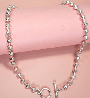 Cammie-CLASSIC LARGE STATION BALL CHAIN TOGGLE NECKLACE