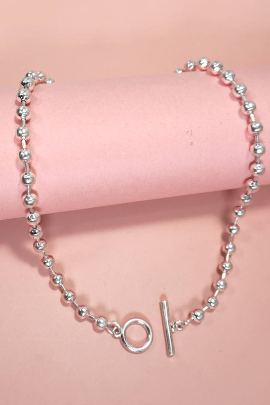 Cammie-CLASSIC LARGE STATION BALL CHAIN TOGGLE NECKLACE