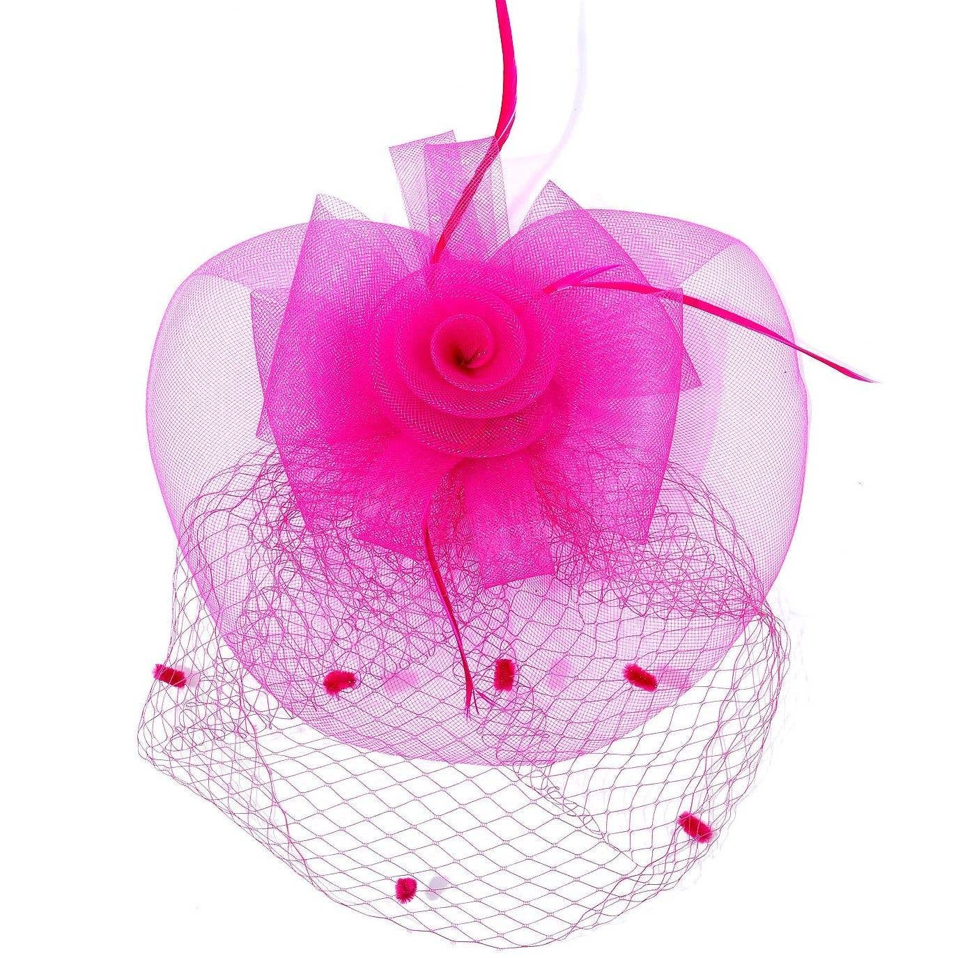 Peabody-Wide Organza hat with Flowers Feather Fascinator