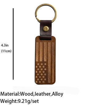 Woody-Leather Wood Pendant Keychain Gift