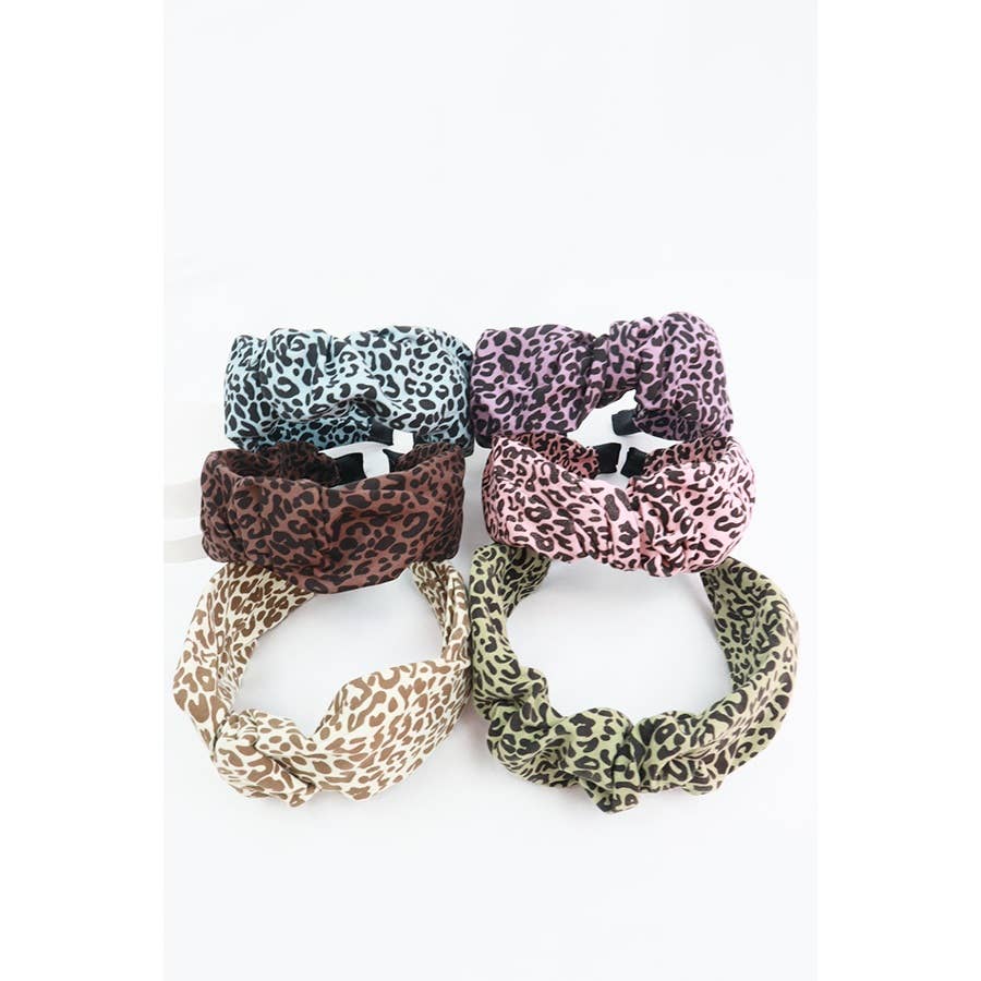 Betsy Wide Ruched Leopard Print Headband