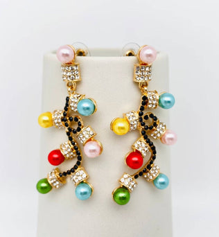 Rhinestone Colored Light Design Earrings