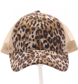 Leopard Criss-Cross High Pony Ball Cap
