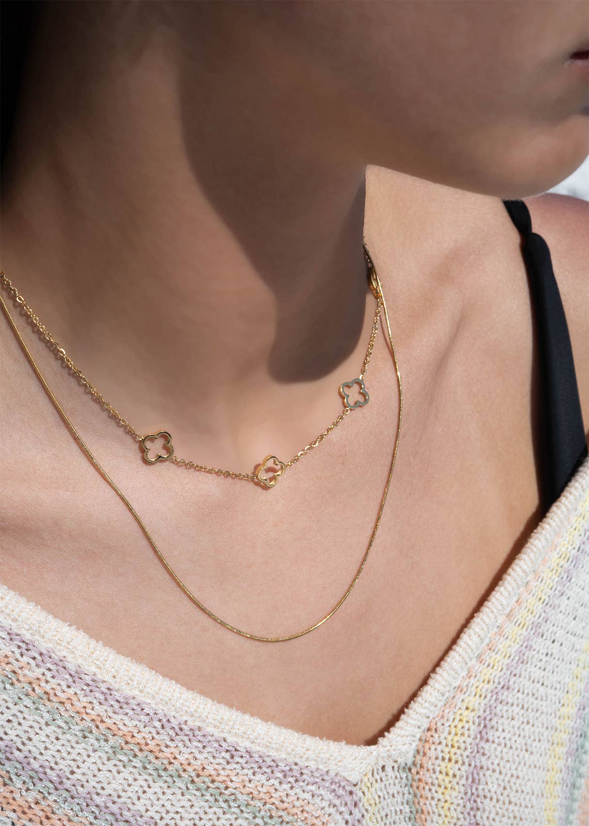 Clover Charm Layered Necklace
