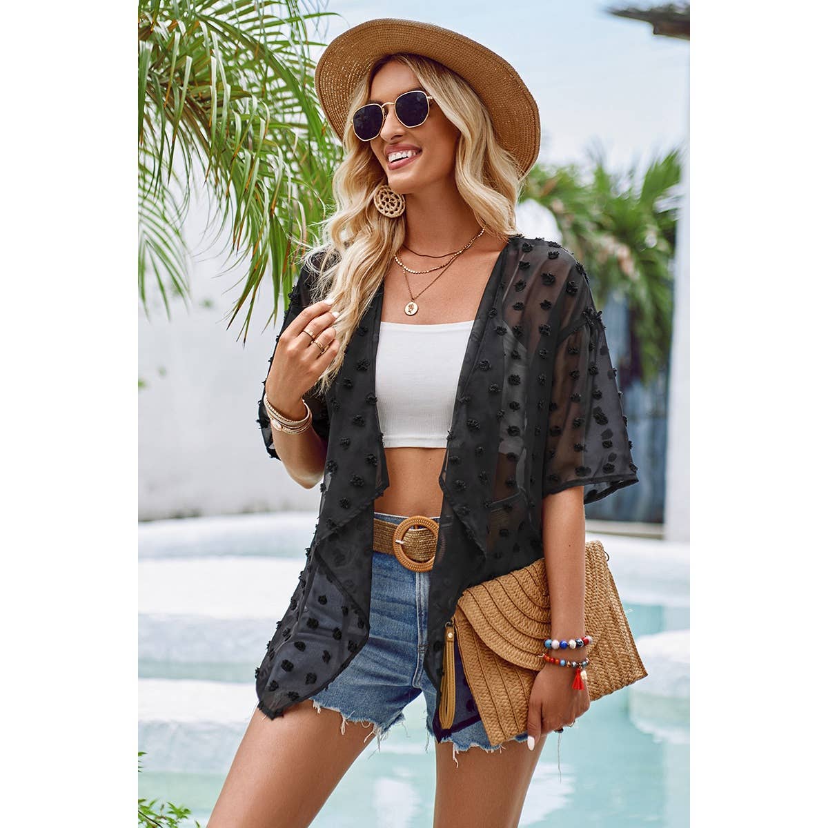 Swiss Dot Cover Up Cardigan Top