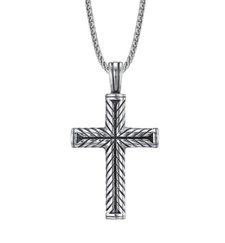 Holy-Men's Stainless Steel Cross Pendant Necklace