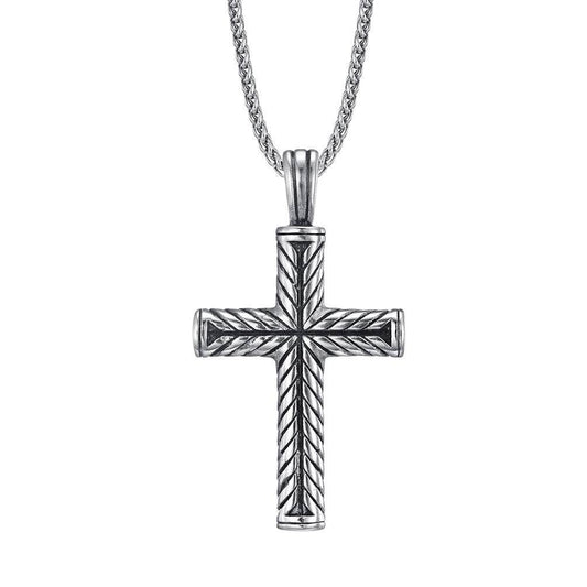 Holy-Men's Stainless Steel Cross Pendant Necklace