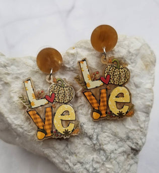 LOVE Leopard Pumpkin Earrings - Fall
