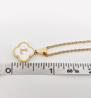 Clover Shell Initial Charm Golden Stainless Steel Necklace