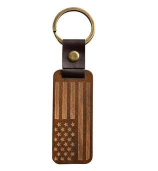 Woody-Leather Wood Pendant Keychain Gift