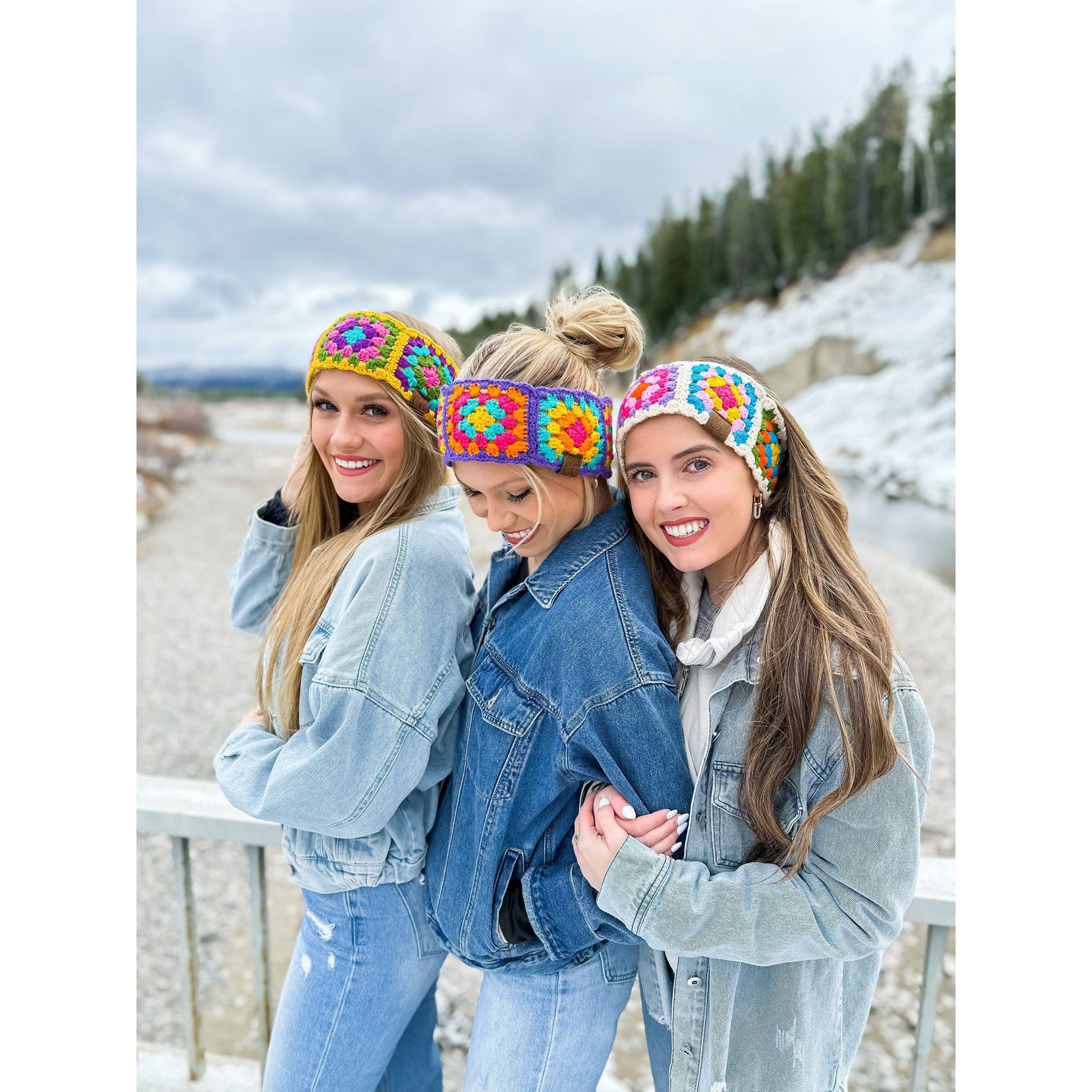 C.C Fuzzy Lined Multi-Color Crochet Fashion Headband