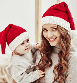 Mommy and Me-Christmas Single Ball Knit Hat Set