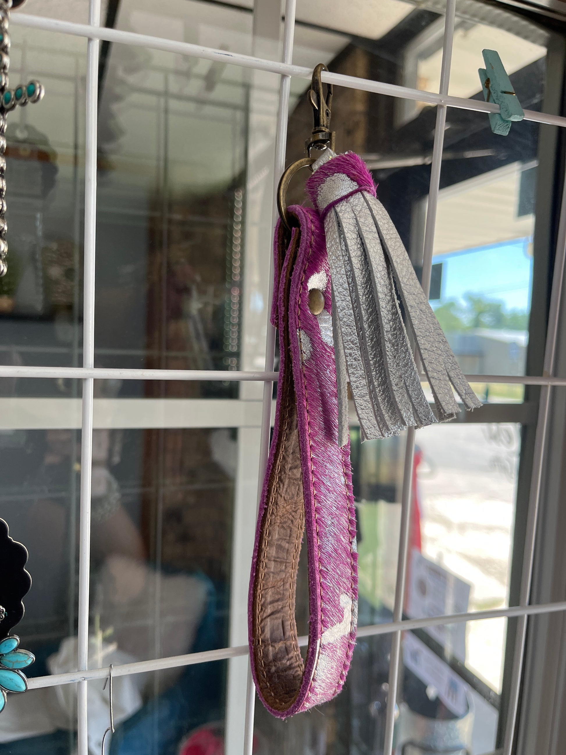 Leather Wristlet Keychain/ Fringe