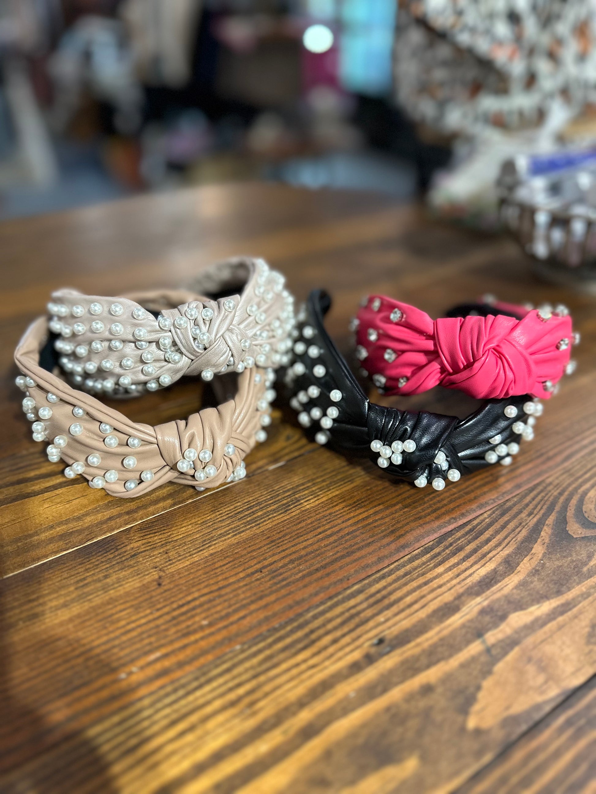 Pearl leather headband