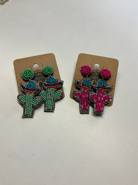 Cactus beaded earrings