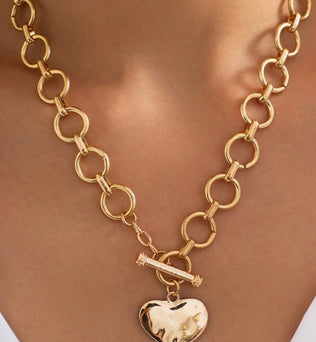 Hammered Heart toggle necklace