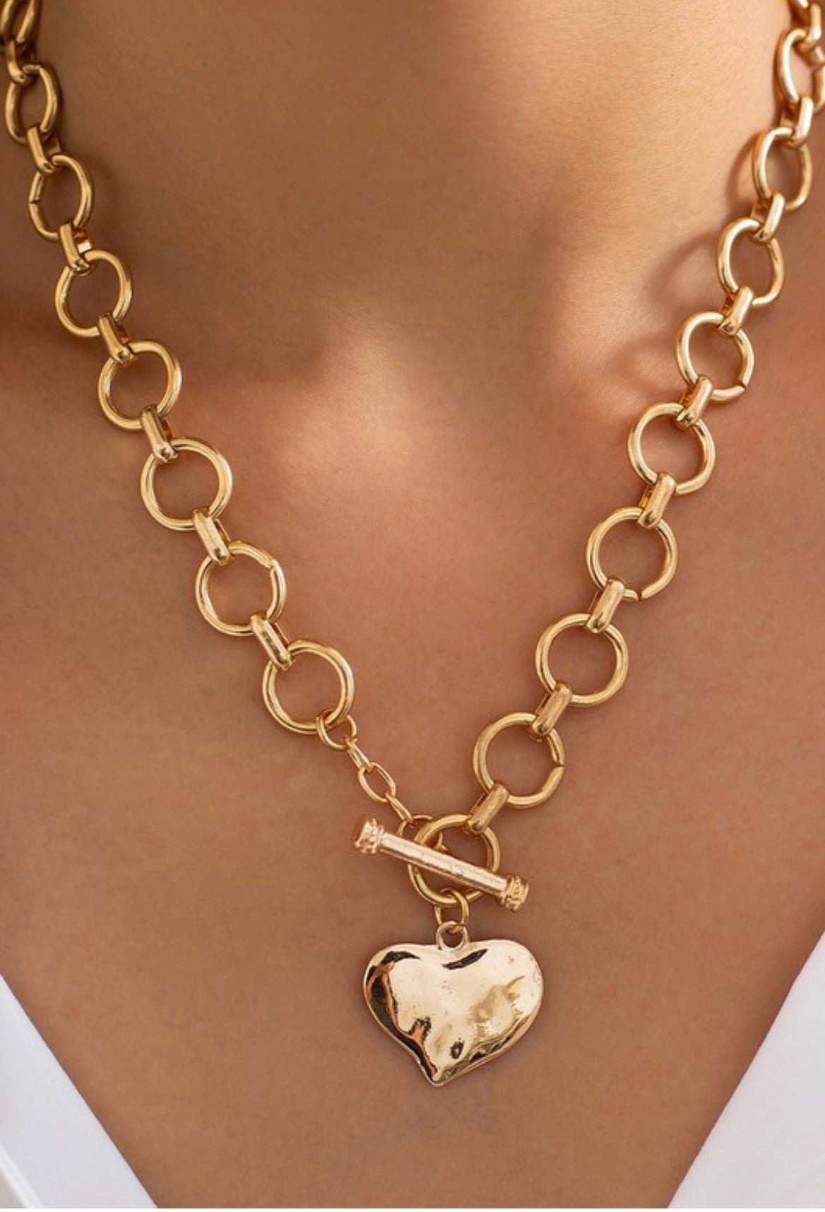Hammered Heart toggle necklace