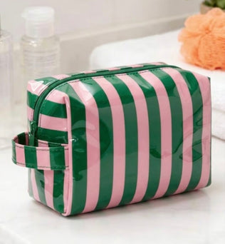 Striped PVC makeup bag