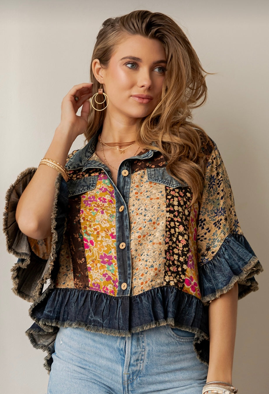 Carmen - floral and ruffle jacket
