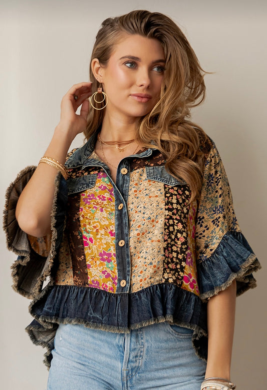Carmen - floral and ruffle jacket