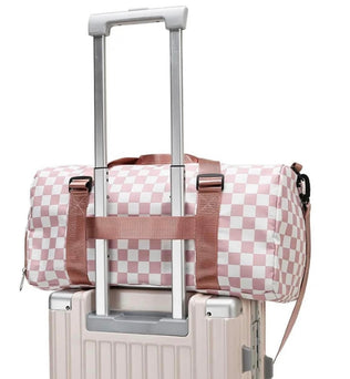 Checkered duffle bag