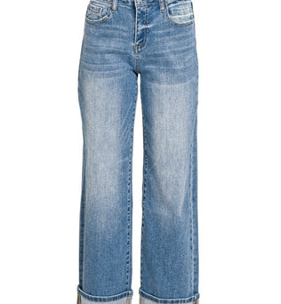 Sandra- Mid rise cuffed denim jeans