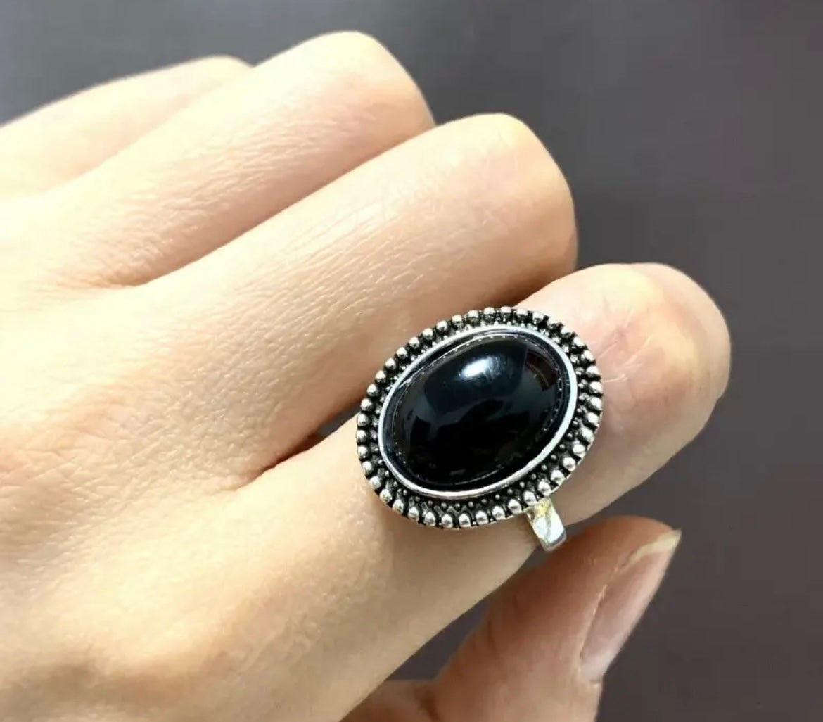 Black oval ring